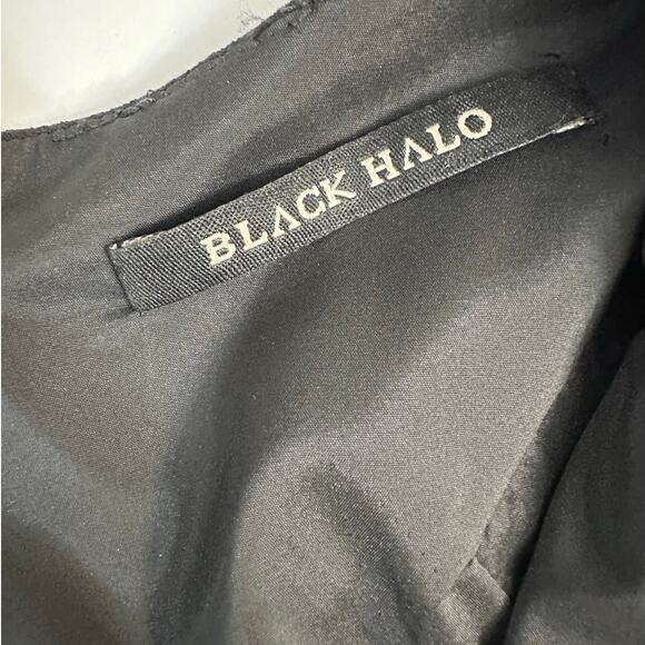 Black Halo size 8 Black Sheath Dress Gypsy Rose Mini Short Sleeves - Picture 2 of 8